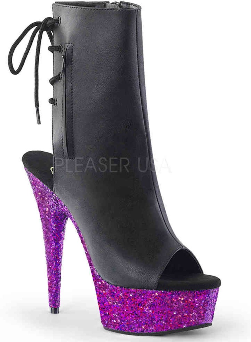 EU 39 = US 9 | DELIGHT-1018LG | *6 Heel, 1 3/4 PF Open Toe/Heel Ankle Boot, Side Zip